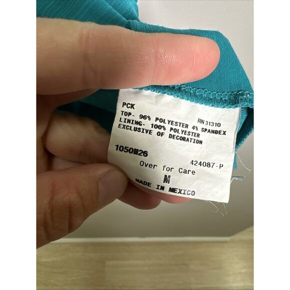 VTG IZ Byer California Sleeveless Women Tank Halter Top M Teal‎ Beaded Chain Y2K - Picture 4 of 10